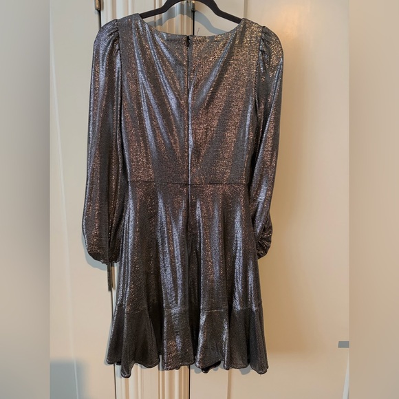 Eliza J Metallic Silver Long Sleeve Dress - Picture 3 of 7